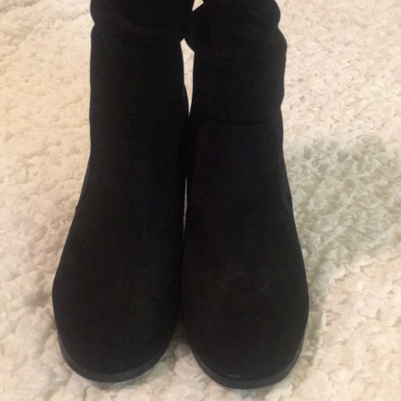 Black Faux Suede Ankle Booties - Picture 3 of 8